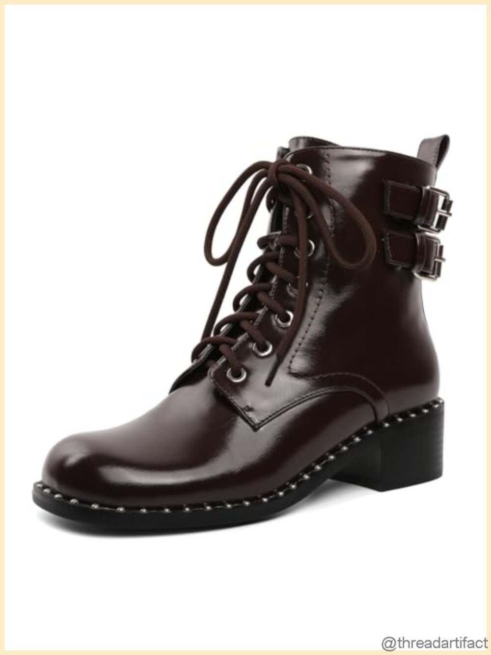 Women's Faux Leather Combat Boots Ankle Moto Gothic Block Heel